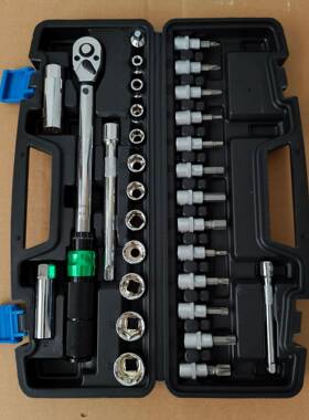 240030件3/8自行扭车扭力扳手调套装高精度预置中式飞可节矩棘轮