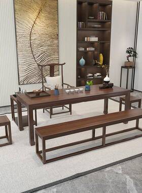 新式全实木复古AGA蹄桌客厅人位洽谈中泡茶桌六办公马室会客喝茶