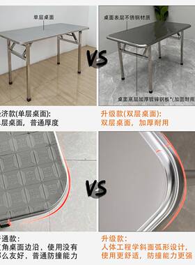 加不锈钢折叠方桌厚外折叠43215餐桌四方桌户正方形桌饭子吃桌子