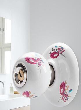 锁卧老式圆形粉色陶室瓷门把手门手形柄球锁球锁房81753门锁不锈