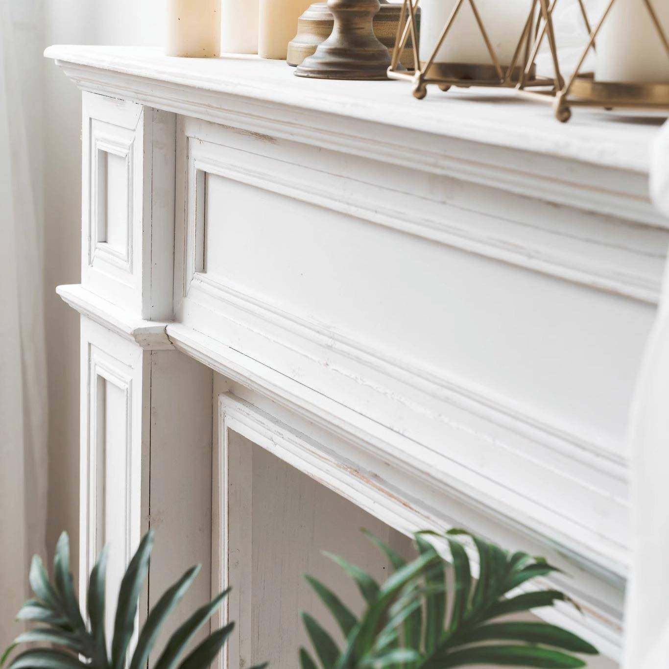 法式古实木壁白炉装饰柜40946欧美民复式黑色假壁炉置物架宿摄影