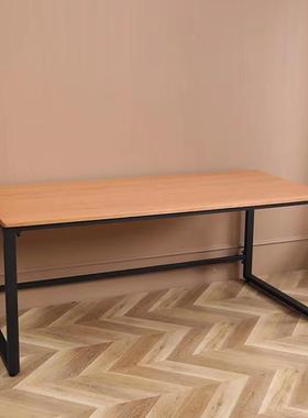 樱桃木书桌铁桌艺实木靠墙电脑桌52098双学人习桌家用餐原木办公