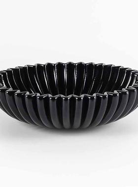 轻黑色锯酒齿边贝壳水果碗装饰品收纳果盘居家摆WGV件样板房店摆