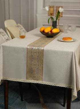 艺中式桌轻布感茶几布欧式酒店奢长方形台布85461防水餐桌布