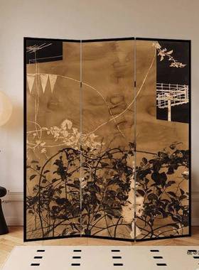 法式复古屏隔断26244客风厅折叠可移动办公玄关室卧遮挡折屏中古