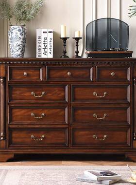 别墅卧室家木具欧式简约9柜46703储置物柜物斗黑胡桃色美式复古实