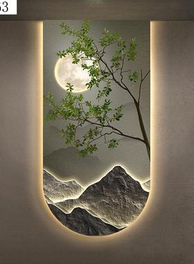 山SM10199水绿植关装饰寓画简约大气意好壁镶画晶瓷玄钻画高档挂