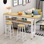 简约现代家用吧台桌靠高墙餐饭简985易钢木小脚店隔断厨房多功厅