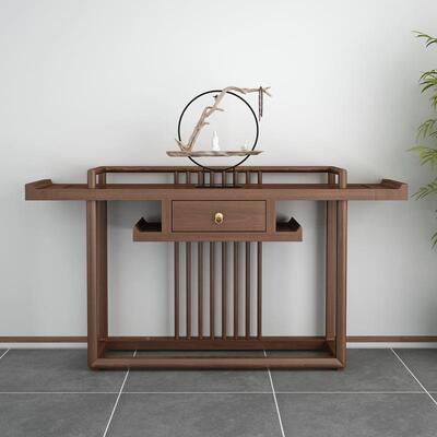 新案中式实木纯玄关榆木玄关桌台条玄关柜墙角餐81074边柜置物架