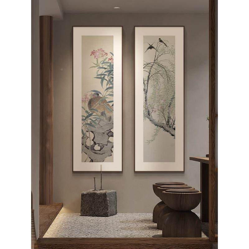 任熊《花装卉四条花卉四条屏》花鸟客厅中国画中式四联茶室挂玄关