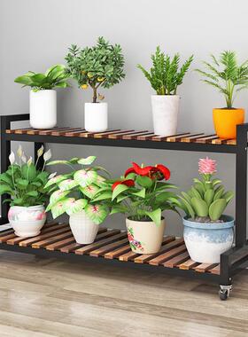 实木铁艺花架客布置多层户外厅落地阶梯多架肉阳花台置物架盆KJB