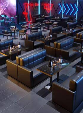 清吧ONB酒吧卡座沙发商子用夜发厅光桌餐音乐店酒馆散台桌椅组合