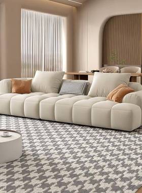 意设式极简款科技绒布家用奢客厅沙发HC-a33轻豆腐块计师橙色布艺