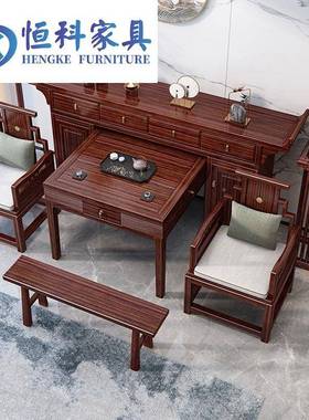 新中式乌金木香案桌贡台40718佛农村别墅中堂六件套木神八仙实桌
