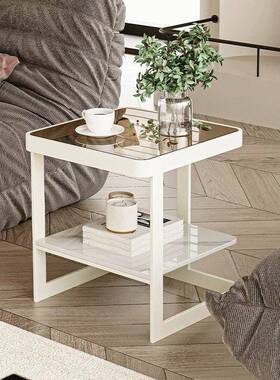 轻奢客厅沙约发边璃几方形简家用茶几创64875意钢化玻室床头柜小