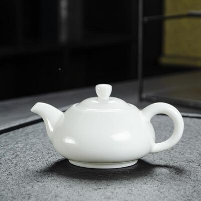 白瓷茶壶羊脂玉ZKD化西功施壶陶瓷泡茶德器带过滤小号单壶单个夫