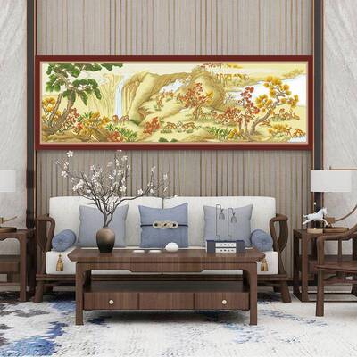 百鹿图字工绣2025新十款大副客厅沙发玄关风景现代SET简图约风格