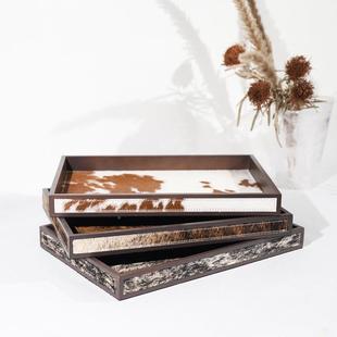 丹麦马毛托盘摆件收纳盘家间居样板饰厅茶几客装艺TOL术品出口品