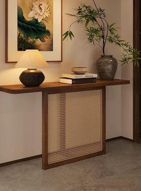 台玄关案25445台实木入玄关桌条条几靠墙家装饰用子户长原木古风