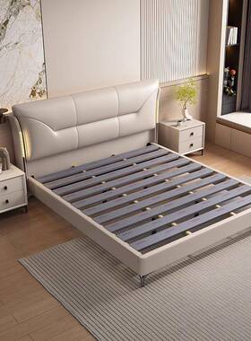 意式简约床主皮卧1.8米人床150668.5米小户型带智能双带可灯储物