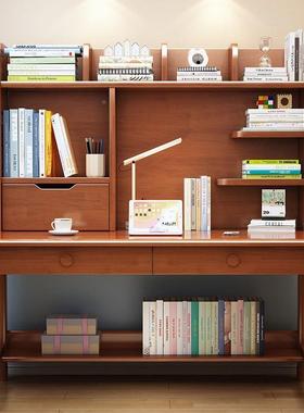 儿童桌学习带书架一桌家用体小学生课桌椅套装简约卧84552室实木