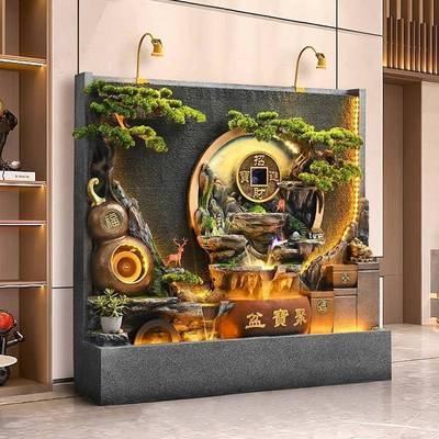 喷流水摆件客厅玄关SMZ屏风隔断现简轻奢风水循环约代假山泉景观