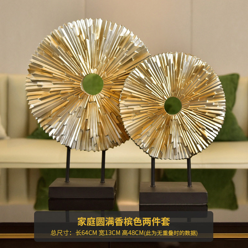 跨境家装饰品圆满屏风高端摆件家居唯美轻奢办公桌样板房酒柜摆设
