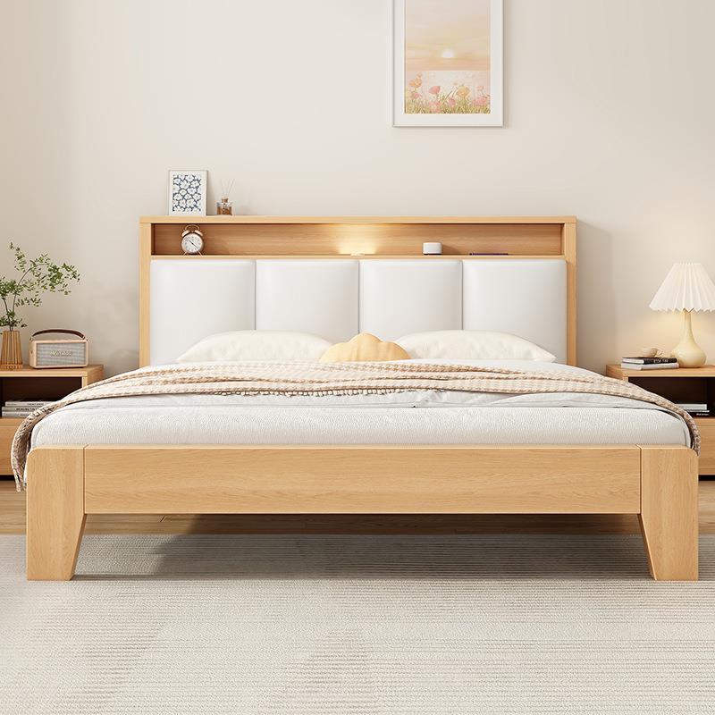 新品现代简约实木床奢双人家用1床.5米出租房经济性软1.轻2包软包