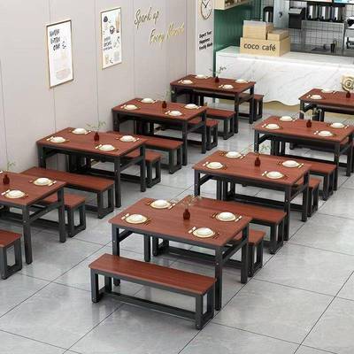 桌商用用公0254司食堂员早快餐厅面馆餐饮小吃饭工店专桌餐椅条凳
