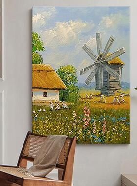 餐厅挂莫奈客厅玄装饰画ltao1001风景关田园花园卧室手油画印象派