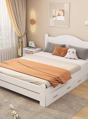 WLL新款儿童床男孩家用儿优选童人床女孩粉床色双人床单侧卧实木