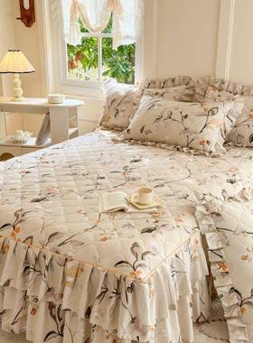 新款MGK床加厚夹棉床四件套家用裙柔罩软亲肤单品床精美印花上三