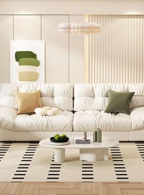 意式云PUG朵发简约代沙厅小户型科现客技布沙发网红款奶油风布艺