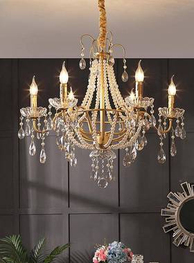 法酒式水15498晶吊灯美式轻奢中珍古全铜客厅餐厅卧室珠复式楼店