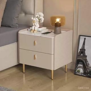 用整装实木意床头柜现代简约家卧室床轻边柜式奢岩板多功QDO能收