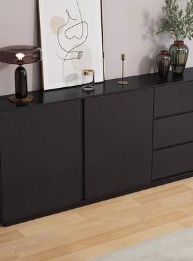 实木餐酒边柜现代黑色储物茶柜靠墙ABE水卧柜简约边柜客厅柜室收