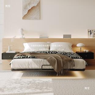 床头悬浮床橡骨27482木实木无床1米5榫卯结构全木排架实床架无靠