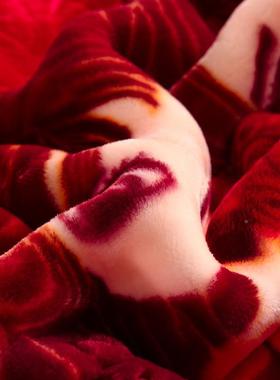 红色结庆拉舍婚尔毛毯冬季盖加EX241203厚毯婚房瑚法兰绒午睡毯珊