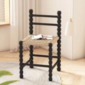 法式 实木餐网椅高椅端藤编椅茶葫芦椅圆柱椅茶室椅KWN红椅百搭餐