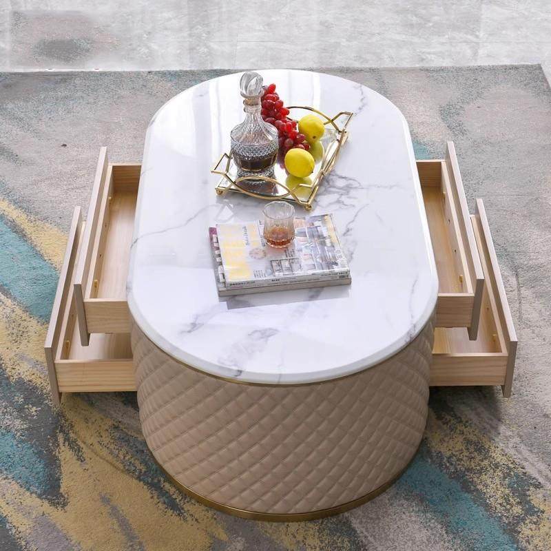 石理茶电视柜组合家大用客厅小户型现代几轻OWU奢高端椭圆形储物