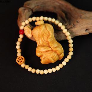 手实心竹雕刻把白菜件摆文玩把件网红BUA盘件玩摆件