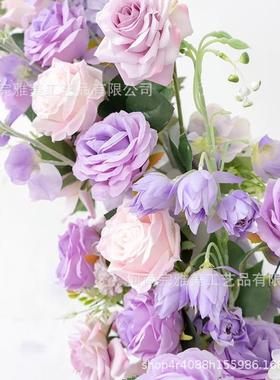 紫色窗系牛布角拱门花艺装婚礼舞台摄影背景套橱活动装OAD饰置仿