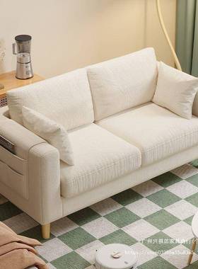 布艺沙发小DIX户型出屋卧约室双网人沙发简现代红风单人租公寓小