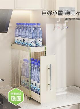 厨房抽理拉式调料置物架角品落调料调味料油盐酱醋瓶罐整JCI收纳