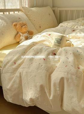 A类母纱婴双级层四件套纯棉蕾丝罩花KVN边被套被宿舍床上三件套4