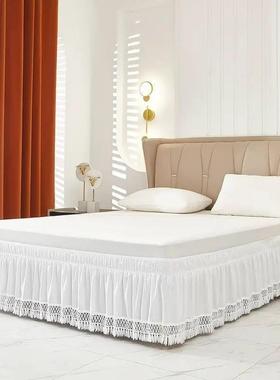 花边蕾丝床裙丑下摆不带床面公风单件床罩主紧床围裙cp#63182松防