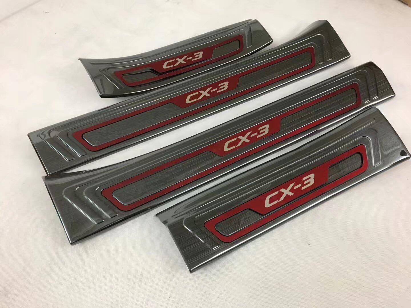 适用于马自达CX-3内门槛条黑钛带标款CX3迎宾踏板门槛条保护板