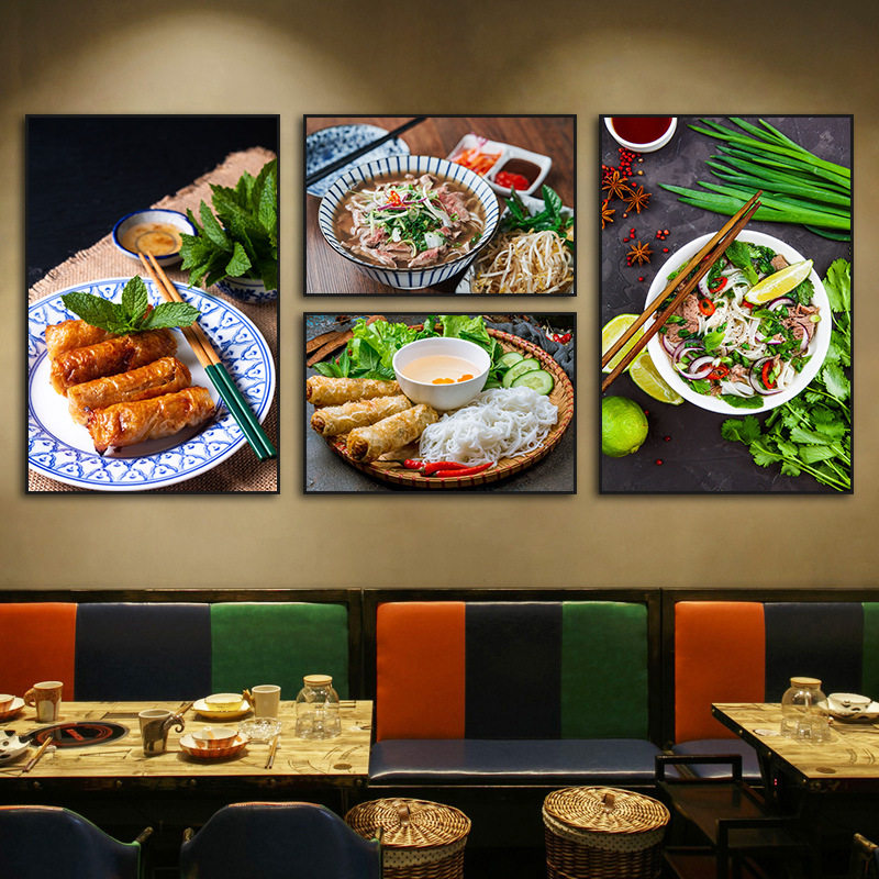 商用壁画泰国装饰画粉料理店泰式美食文化餐厅越南挂画饭店东南亚