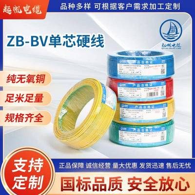 起帆电线铜芯国标阻燃防火ZB－BV1.52.54610家装电线电源线