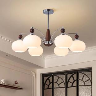 客胡677厅中古风吊室灯桃木色柿子中灯古吸顶书房餐厅房间卧主灯